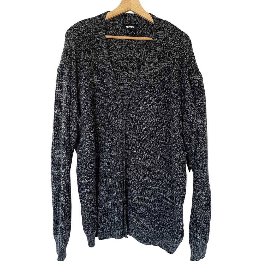 NWT Kingsize knit cardigan blue v-neck front grandpa academia sweater men's XL